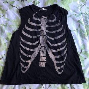 Rib cage skeleton muscle tee tank SMALL